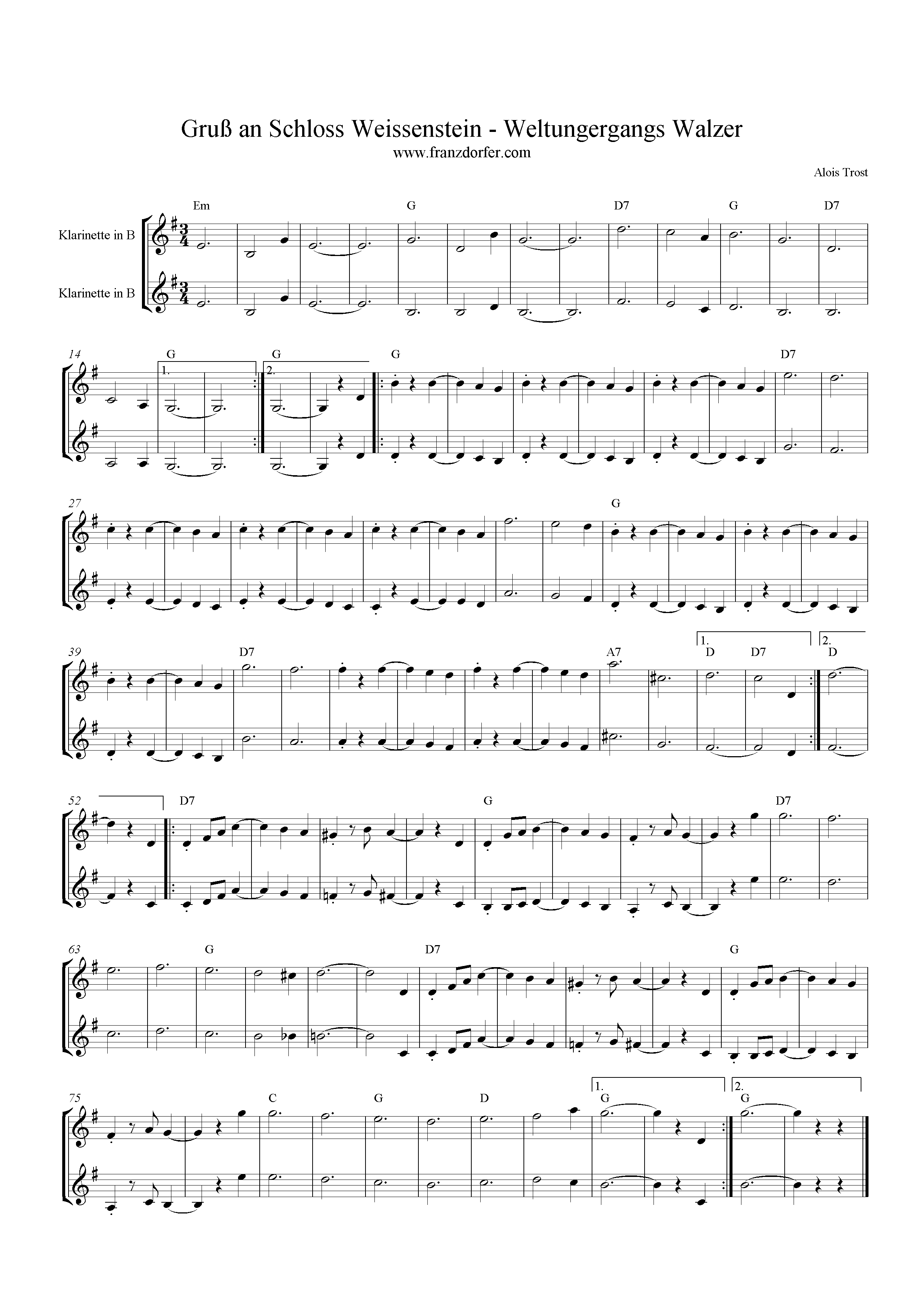 Noten , Weltungergangswalzer, e-moll